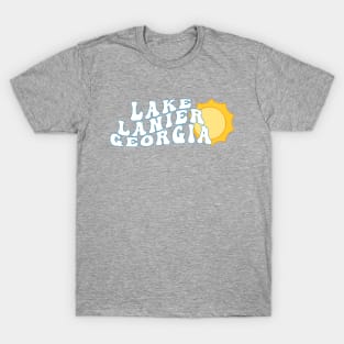 Lake Lanier Georgia Retro Wavy 1970s Sunshine Text T-Shirt